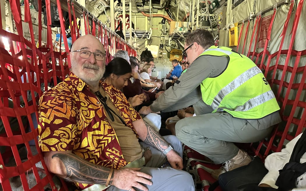 Andre Capiez and other Kiwis on New Caledonia evacuation flight