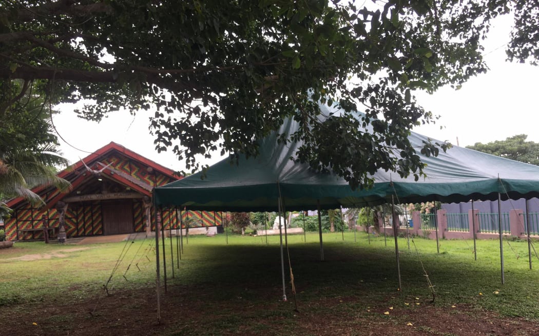 Tent erected at Malvatumauru National Council of Chiefs headquarter in the capital, Port Vila