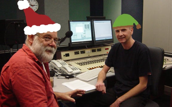 William and his little helper putting the Christmas show together