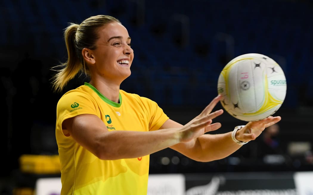 Liz Watson of the Diamonds warms up during the 3rd Constellation Cup netball match, New Zealand Silver Ferns vs Australian Diamonds, Horncastle Arena, Christchurch, New Zealand, 6th March 2021.