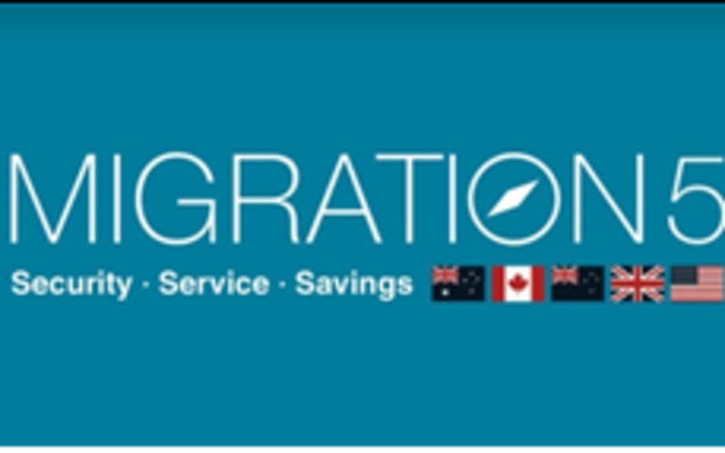 A logo for the 'Migration 5' group, which includes New Zealand.