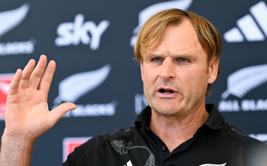 All Blacks head coach Scott Robertson during a media interview at the Pullman Hotel in Auckland on Tuesday 9 January 2024. Photo: Andrew Cornaga / Photosport