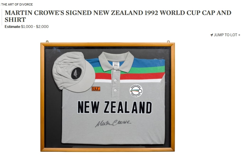 Martin Crowe's shirt and cap from the 1992 World Cup.