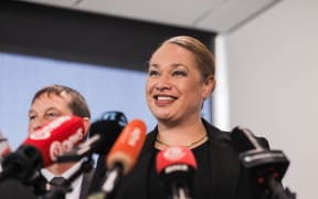 Wellington mayor Tory Whanau speaks to media on 22 October 2024 after Simeon Brown announces a Crown observer will be appointed to Wellington City Council.