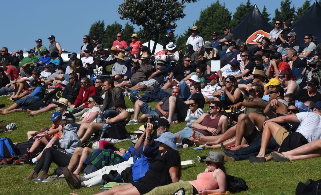 Cricket fans at Bay Oval, Mt Maunganui.