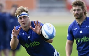 Sam Darry training for Blues during their Super Rugby Pacific campaign in Auckland in May 2024.