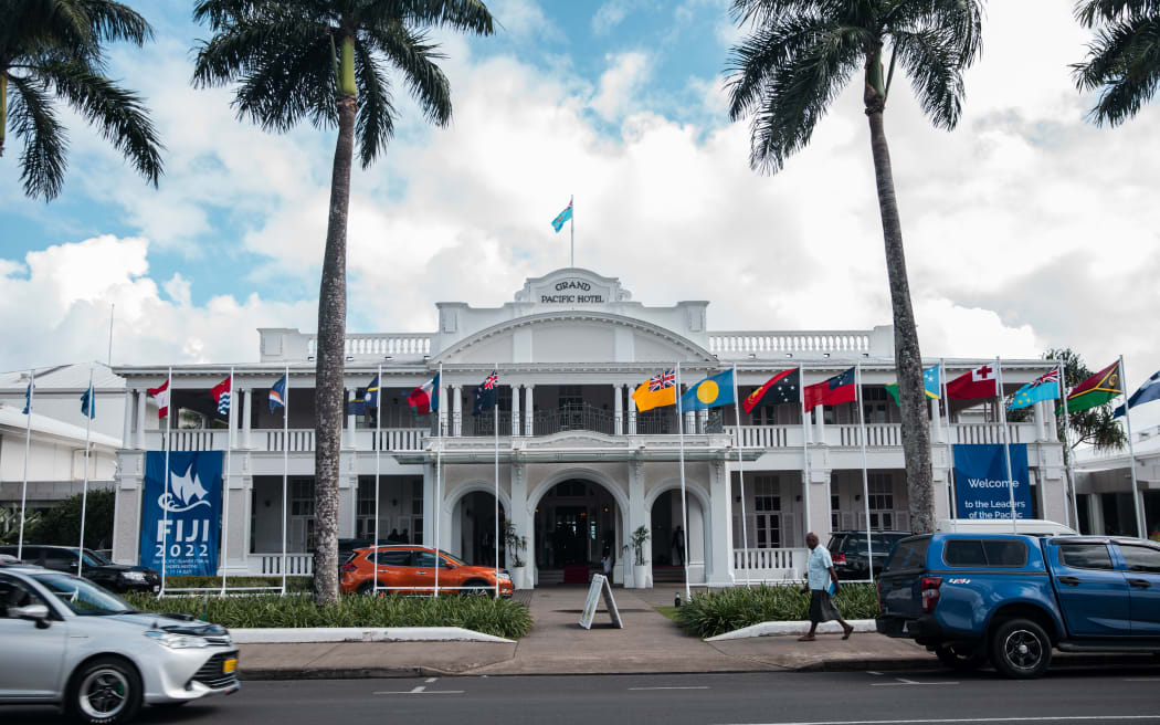 Grand Pacific Hotel with PIF Flags
