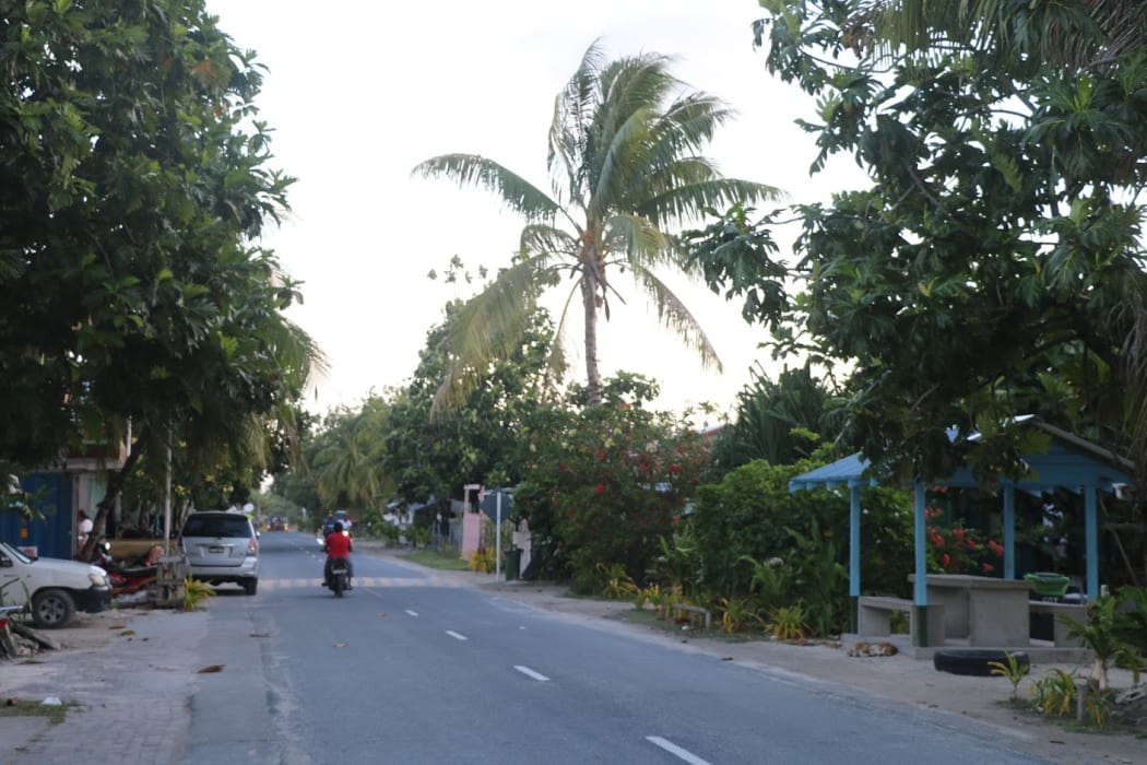 A road on Tuvalu's main atoll, Funafuti.