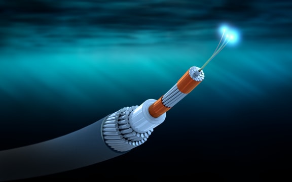 Cross section of a submarine communications cable - 3d illustration.
