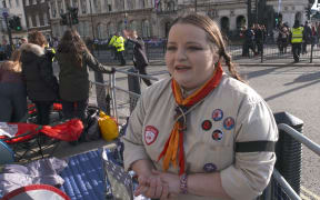 Scout leader Zoe Maidment is camping opposite Westminster Abbey for the State Funeral of Queen Elizabeth II.