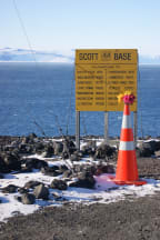 Flowers at Scott Base for the victims.