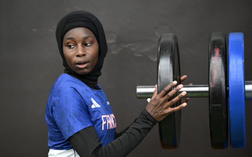 Sounkamba Sylla works out during a training cession at INSEP prior to the Olympic Games Paris 2024 in Paris, France, on July 8, 2024.