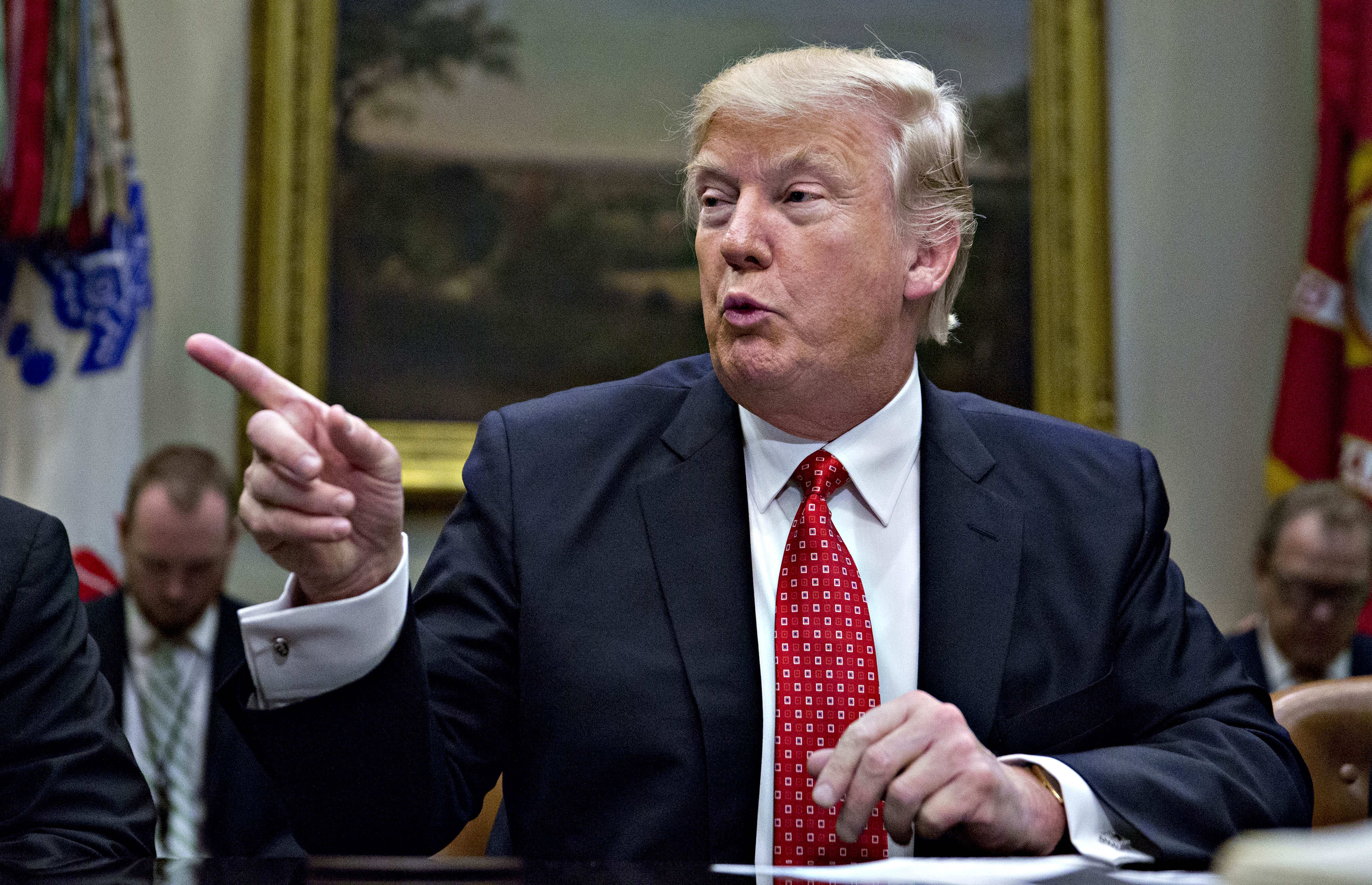 US President Donald Trump made the remarks at a meeting with hundreds of police chiefs and sheriffs.