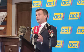 ACT Party leader David Seymour giving his state of the nation address at the Royal New Zealand Yacht Squadron in Auckland on 28 January 2024.