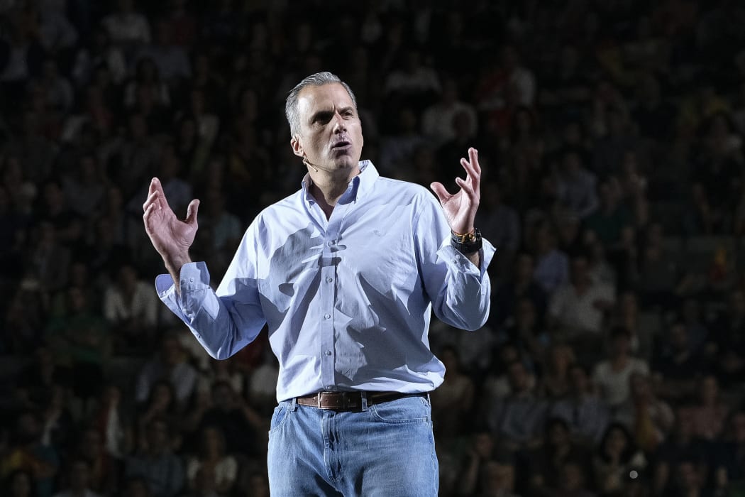 Javier Ortega Smith during a pre-campaign event in Palacio de Vistalegre pavilion, in the working-class district of Carabanchel, in Madrid, Spain, 06 October 2019. Spanish general election will be held next 10 November.