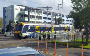 The scene of the collision between a car and train at a level crossing in Morningside.