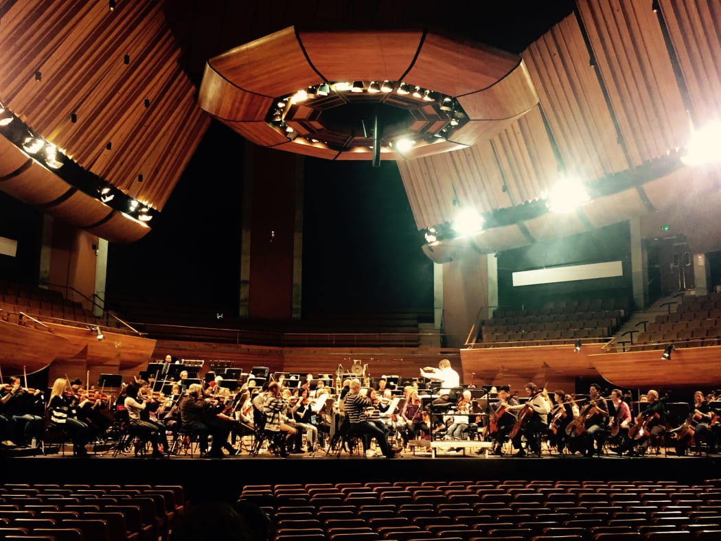 The New Zealand Symphony Orchestra and NZSO National Youth Orchestra in rehearsal with Sir Andrew Davis, to perform Messiaen's 'Illuminations of the Beyond'