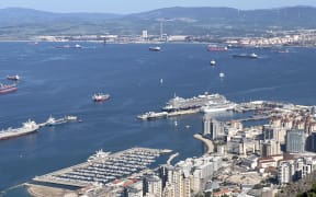 A view from the Rock of Gibraltar of boats in the harbour on 5 May, 2022.