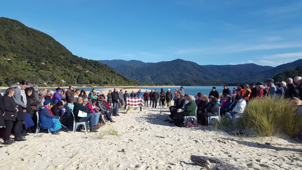 Awaroa beach gifting ceremony.