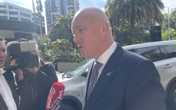 National Party leader Christopher Luxon arrives for coalition talks in Auckland 16 November 2023.