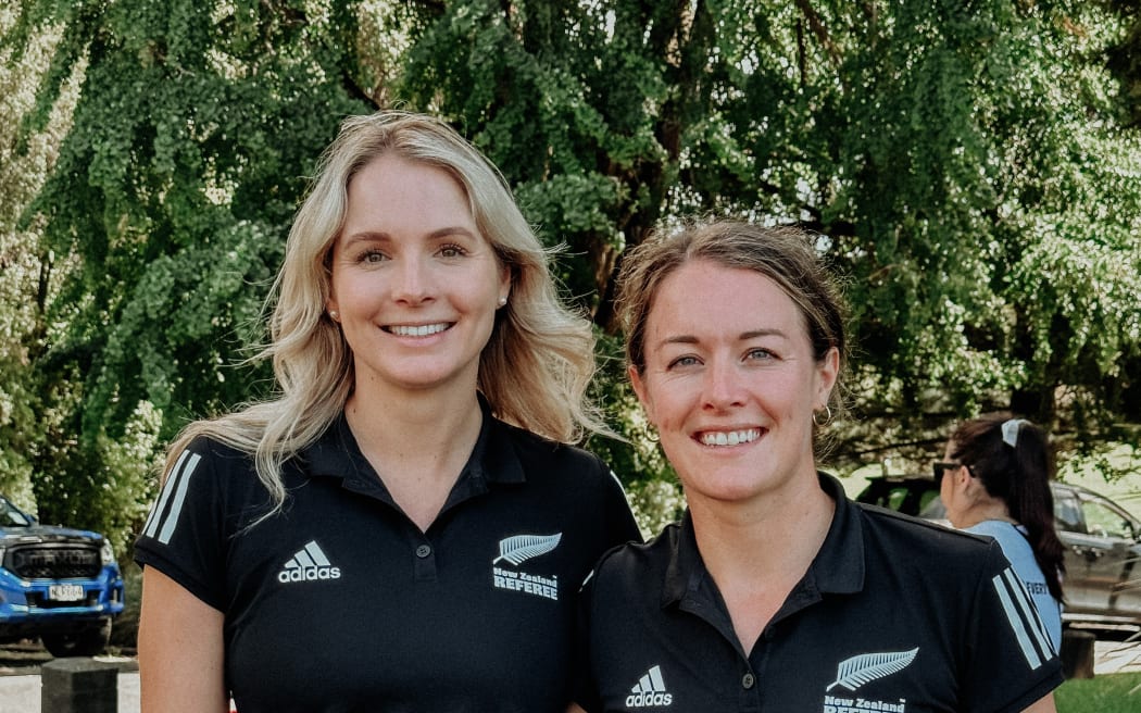 New Zealand Rugby’s national squad referee Natarsha Ganley and Maggie Cogger-Orr, NZ Rugby's Women’s Referee Development Manager.