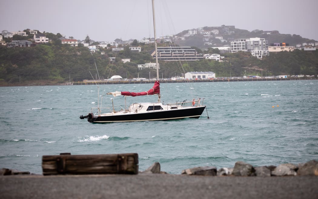 A boat at Evans Bay, Wellington, 31 July 2025. Emergency officials warned the risk of tsumani surges was still very high following an 8.8 earthquake off Russia.