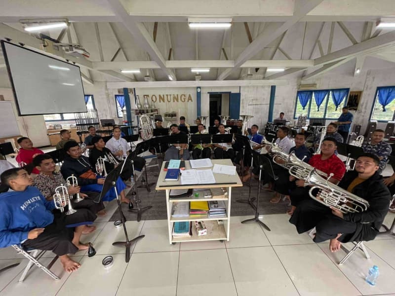 First rehearsal of the National Youth Brass Band of Tonga.