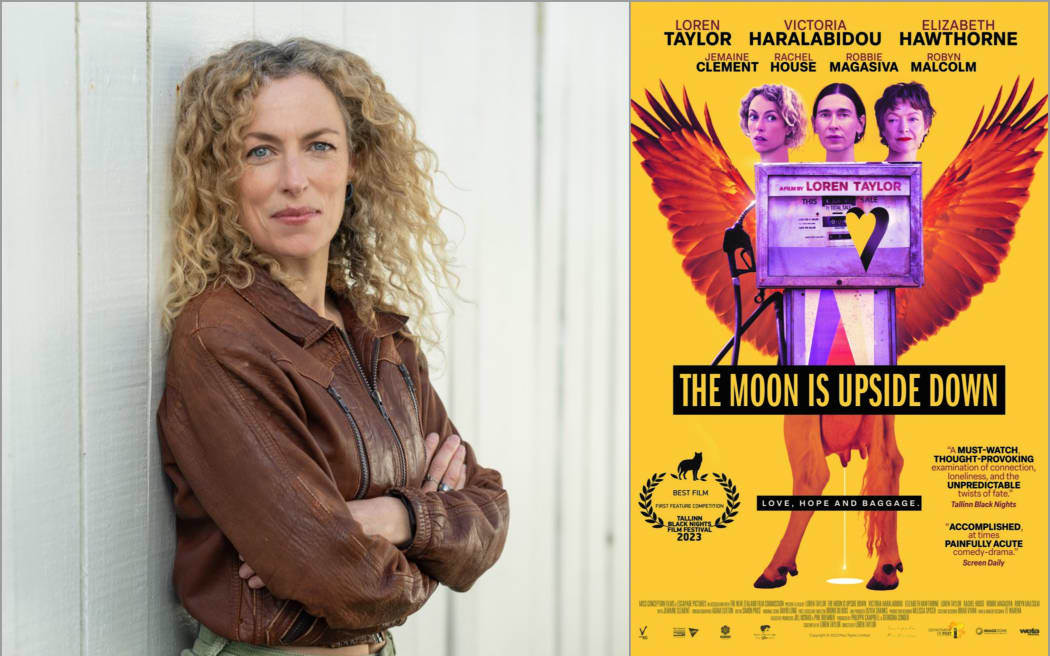 Image of director, writer and actor of The Moon is Upside Down, plus movie poster.