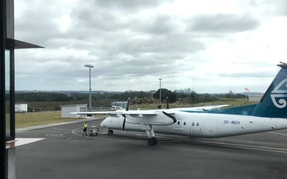 Air New Zealand's first direct flight from Wellington to Kerikeri touches down.