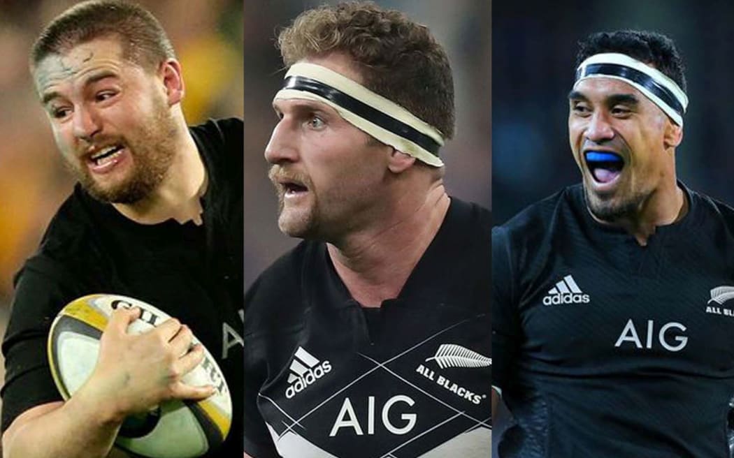 Injured All Blacks Dane Coles, Kieran Read and Jerome Kaino.