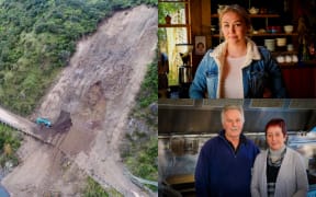 Rebecca Algie (top) and John Gooding & Judy Thomson have been badly affected by the Manawatu Gorge closure.