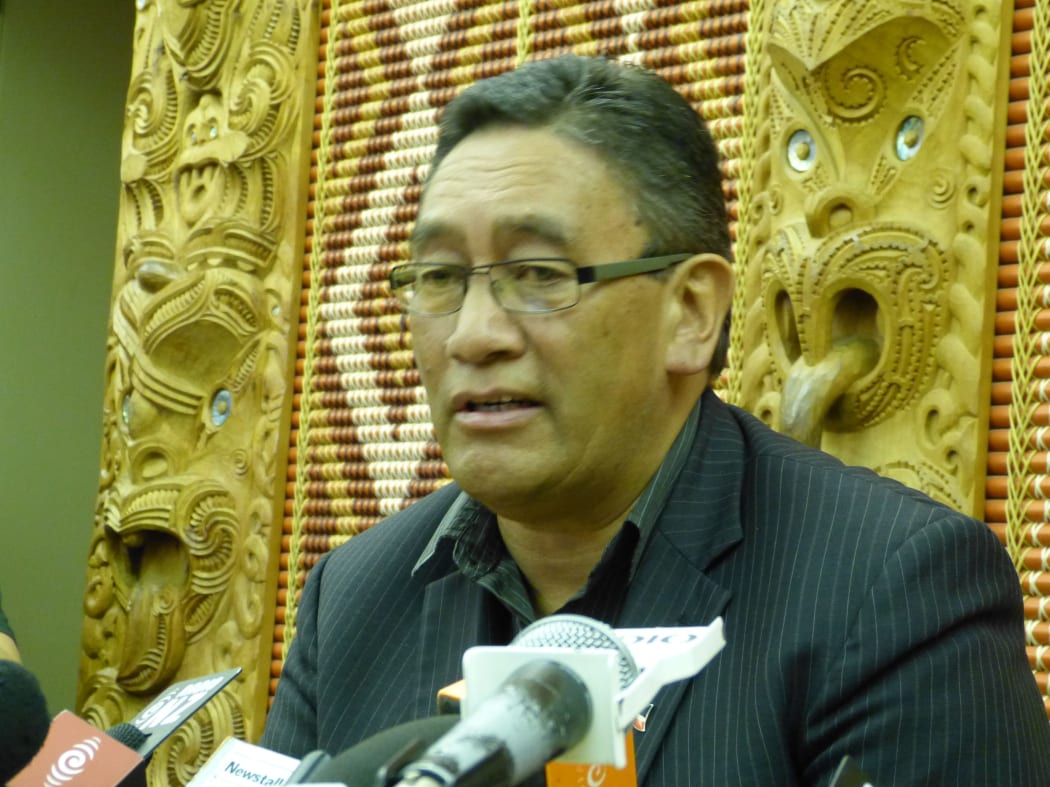 Hone Harawira at the announcement of the Internet Mana party.