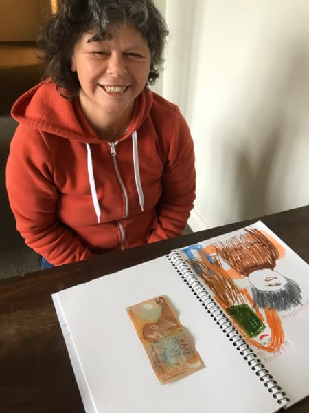 Wellington artist Sallie Culy with her book Hello To Everybody.