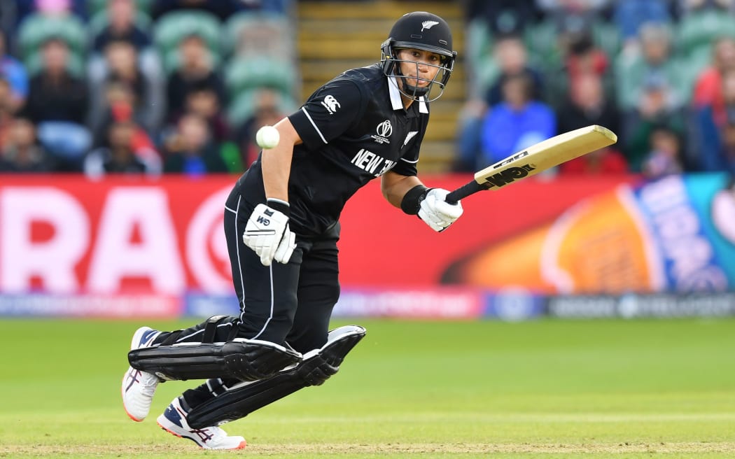 New Zealand's Ross Taylor plays a shot during the 2019 Cricket World Cup group stage match between Afghanistan and New Zealand at The County Ground in Taunton.
