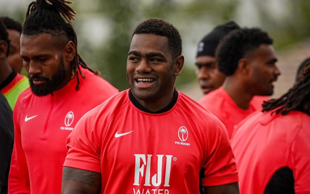 Josua Tuisova training with the Flying Fijians in Bordeaux.