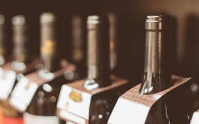 Wine bottles in a store.
