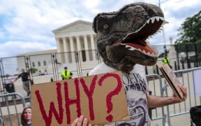 WASHINGTON, UNITED STATES - JUNE 24: Abortion rights demonstrators gather outside the US Supreme Court in Washington, D.C., United States on June 24, 2022. The US Supreme Court on Friday ended the right to abortion in a seismic ruling that shreds half a century of constitutional protections on one of the most divisive and bitterly fought issues in American political life. Yasin Ozturk / Anadolu Agency (Photo by Yasin Ozturk / ANADOLU AGENCY / Anadolu Agency via AFP)