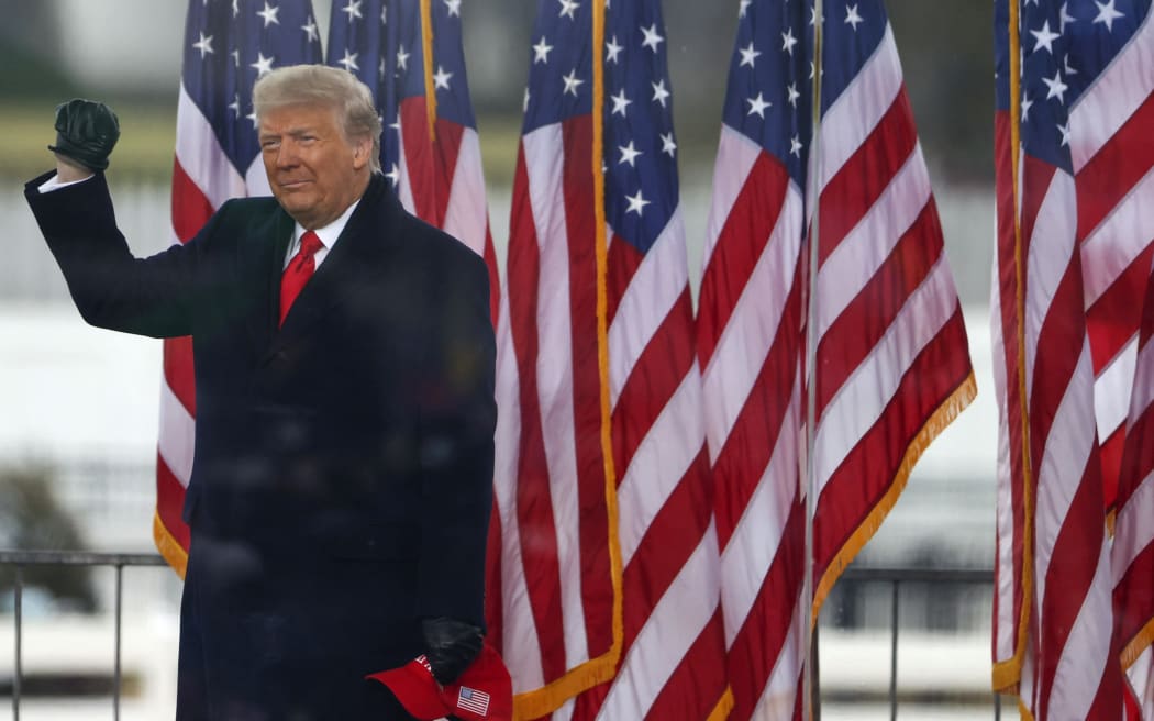 US President Donald Trump arrives at the "Stop The Steal" Rally on 6 January, 2021 in Washington, DC.