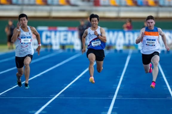 Kiwi sprinter Hayato Yoneto (centre) is raising funds to compete at the upcoming Pacific Games held in Solomon Islands this year