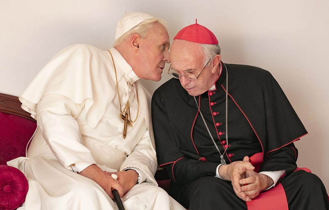 Anthony Hopkins and Jonathan Pryce in Fernando Meirelles’ The Two Popes which was scripted by Anthony McCarten.