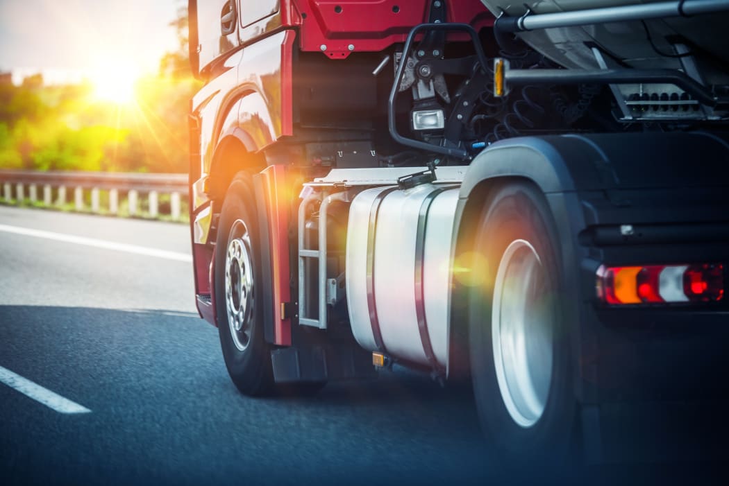 Semi Truck Speeding on a Highway.