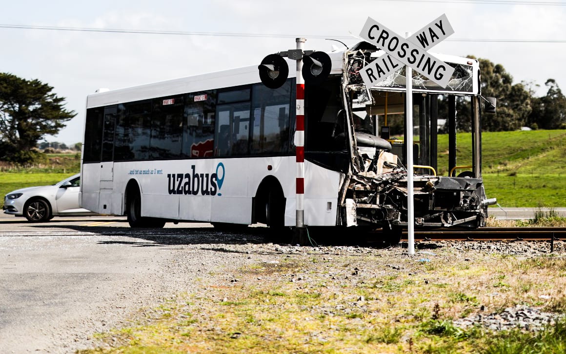 Forty one people were on board the bus when it collided with a train.