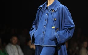 AUCKLAND, NEW ZEALAND - AUGUST 31: A model walks the runway during the Kate Sylvester show during New Zealand Fashion Week 23: Kahuria at Viaduct Events Centre‎ on August 31, 2023 in Auckland, New Zealand.