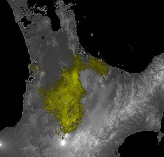 The MetService rain radar at 3.30am on Saturday.