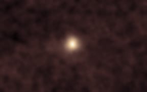 A faint image of comet 3I/ATLAS as observed by ESA/NASA’s SOHO mission between 15-26 October, 2025. The comet appears as a slight brightening in the centre of the image.