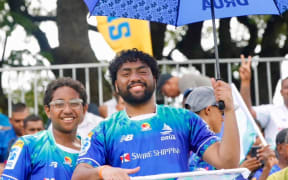 Fiji Drua fans cheer on their team at Churchill Park in Lautoka