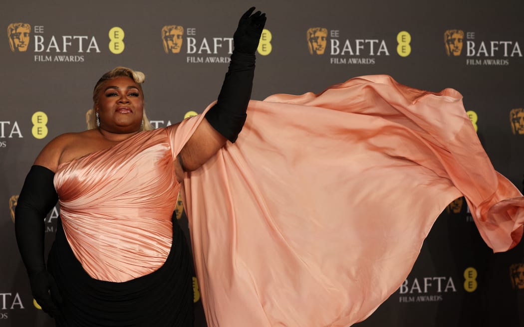 US actress Da'Vine Joy Randolph poses on the red carpet upon arrival at the BAFTA British Academy Film Awards at the Royal Festival Hall, Southbank Centre, in London, on February 18, 2024. (Photo by Adrian DENNIS / AFP)