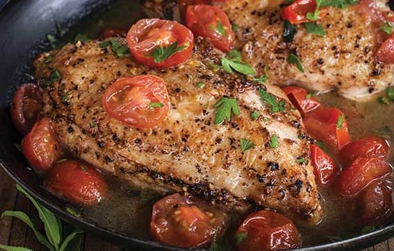French Chicken Breasts With Cherry Tomatoes.