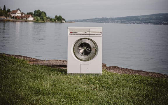 washing machine in a field