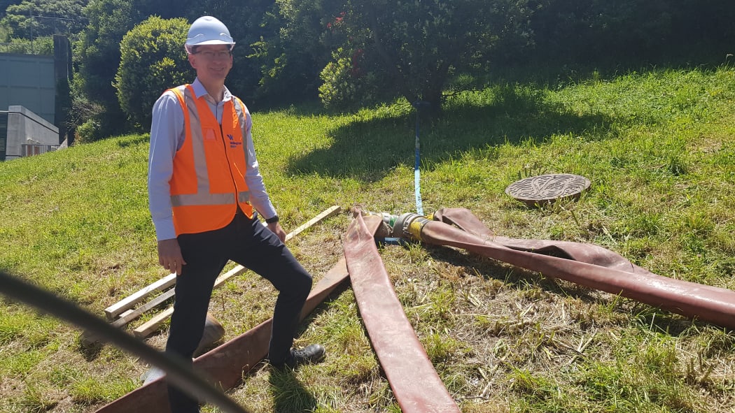Wellington Water chief waste water advisor Steve Hutchison at the diversion point above ground.
